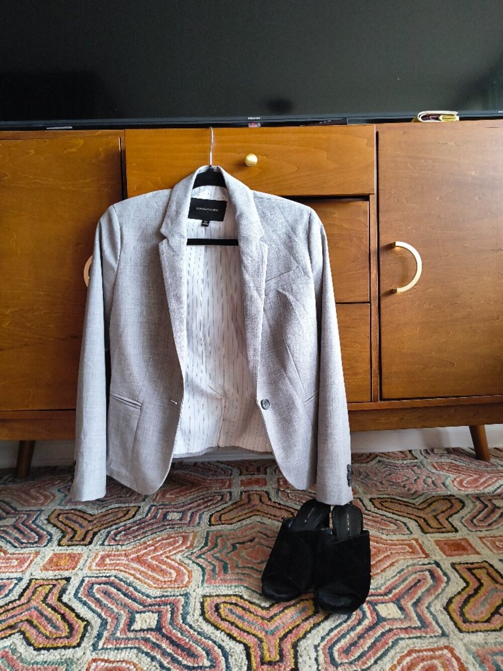 Petite Banana Republic Grey Tailored Single Button Blazer Jacket (Size 0P)